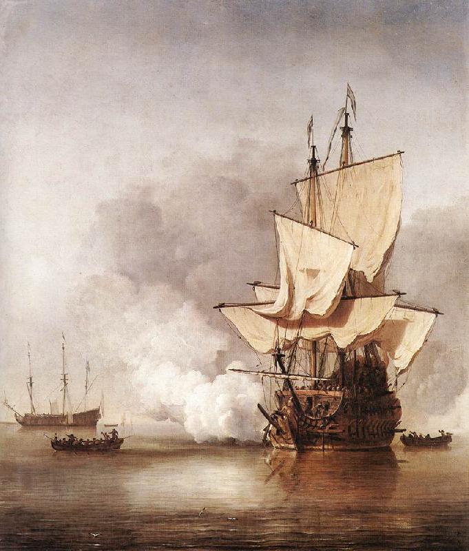 VELDE, Willem van de, the Younger The Cannon Shot we Norge oil painting art